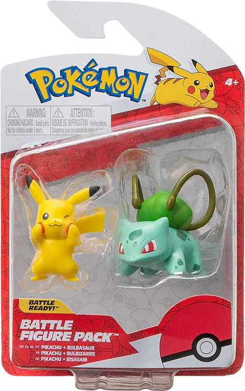 POKÉMON Battle Figures Kanto, Bulbasaur och Pikachu