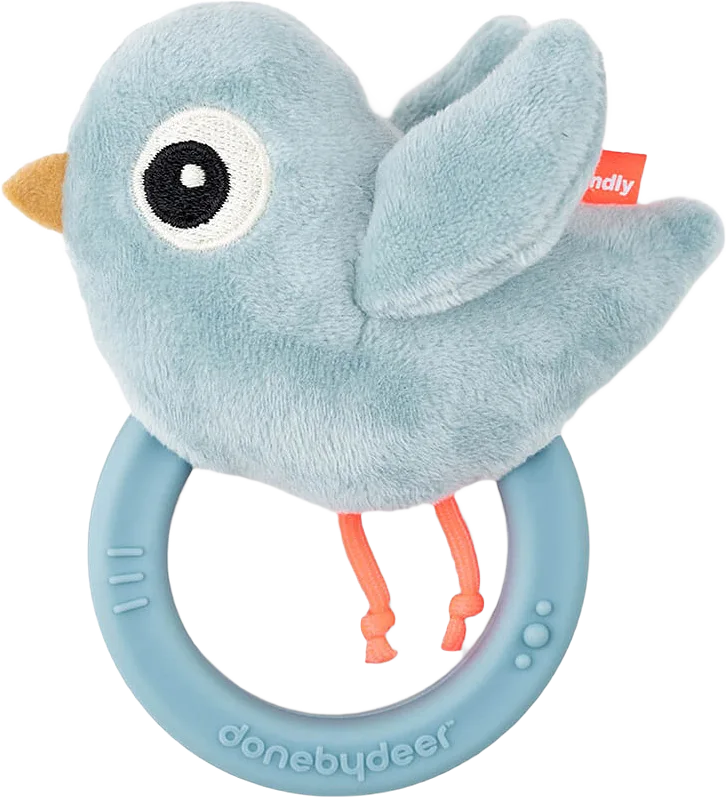 Sensory rattle w/teether Birdee Blue