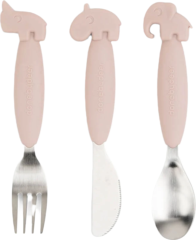 Easy-grip cutlery set Deer friends Powder