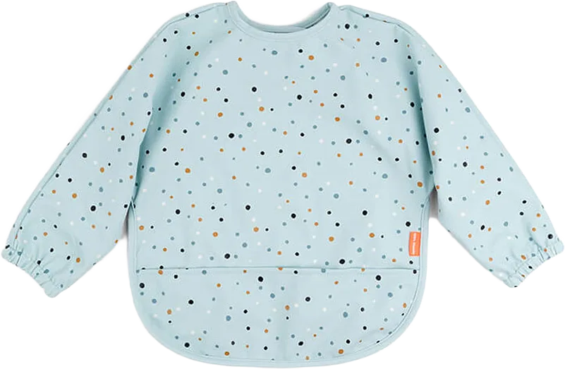 Sleeved pocket bib Happy dots Blue