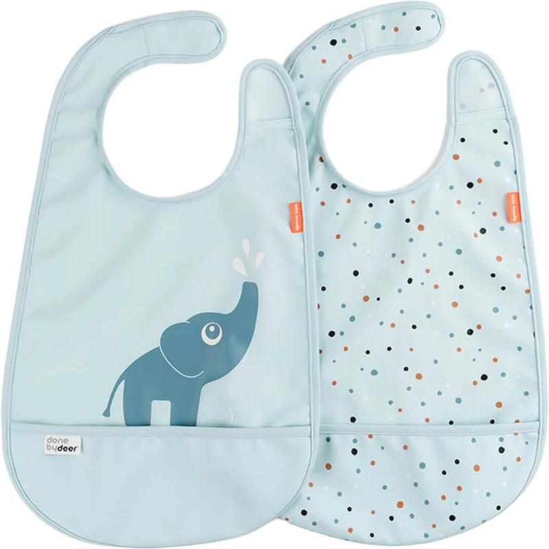 Bib w/velcro 2-pack Elphee Blue