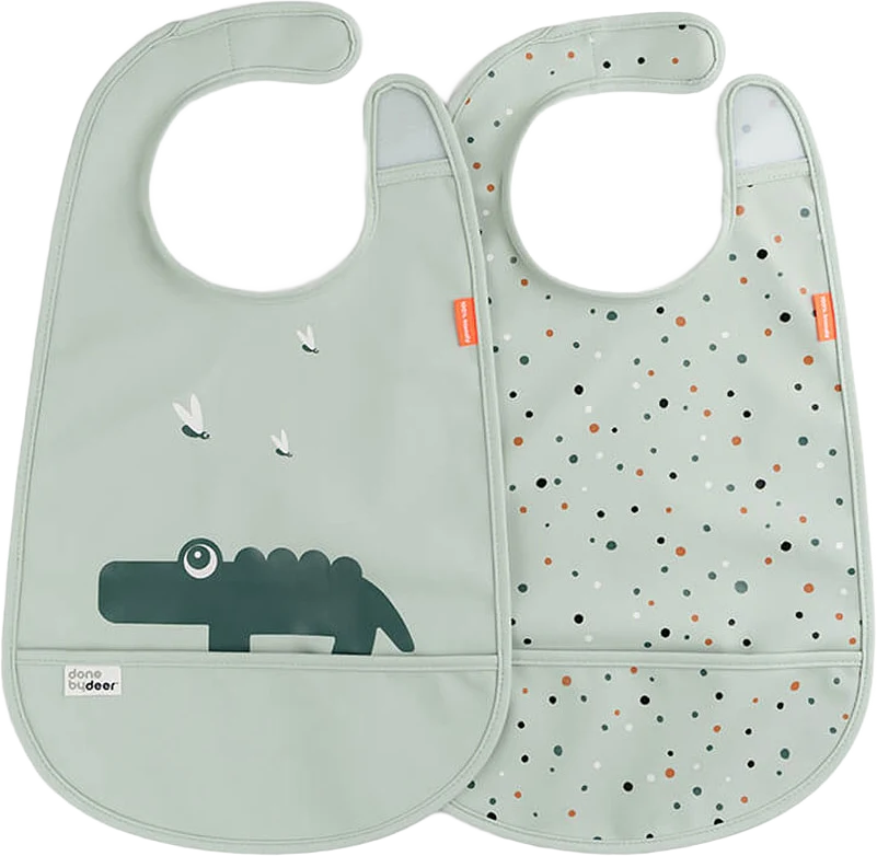 Bib w/velcro 2-pack Croco Green