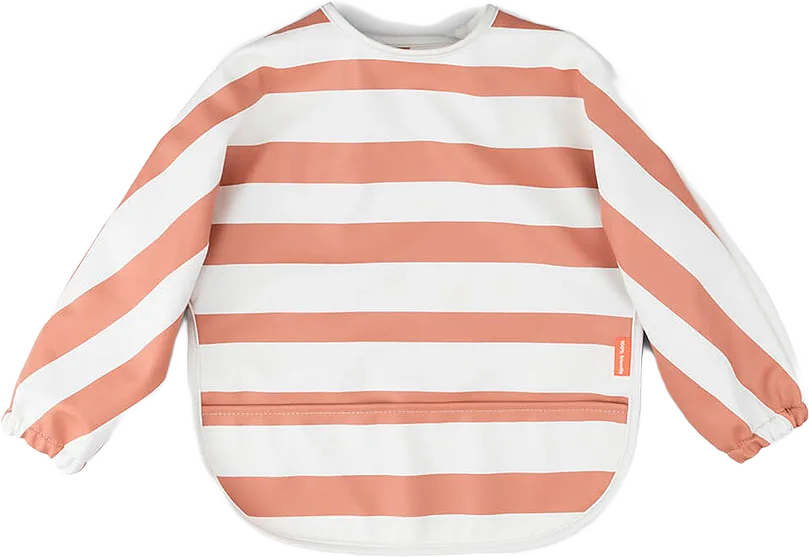 Sleeved pocket bib Stripes Papaya