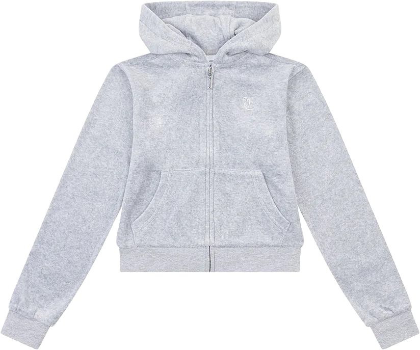 Sweater Tonal Embro Velour Zip Thru Hoodie