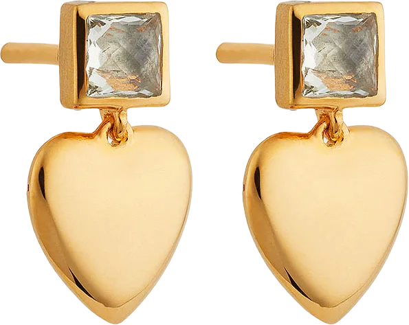 Young At Heart Earrings Gold Green Amethyst