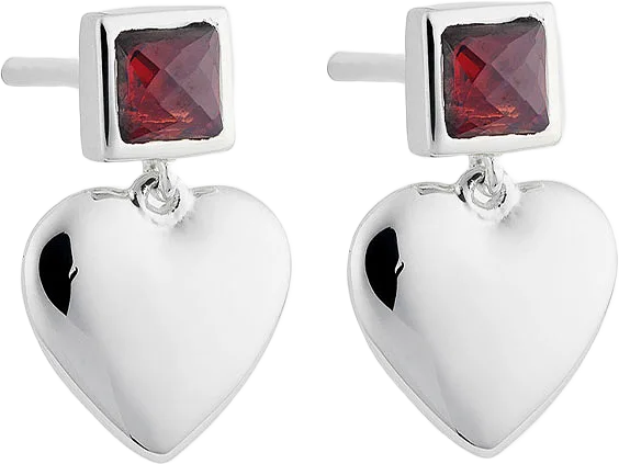 Young At Heart Earrings Silver Garnet