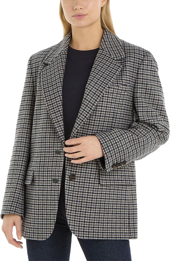 Oversized Wool Check Blazer