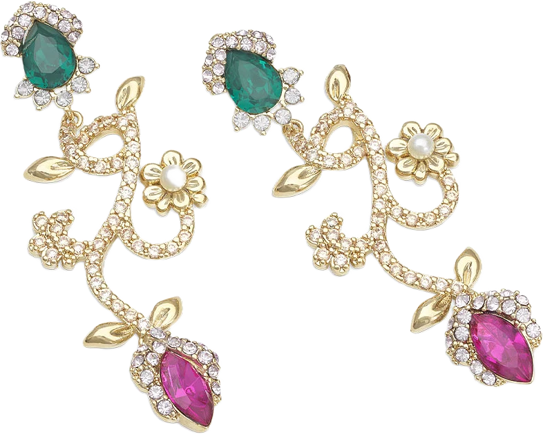 Camille Earrings - Emerald pink