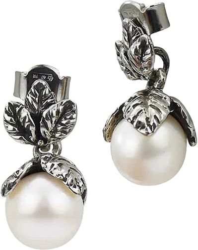 Earrings Leaf small Pearl