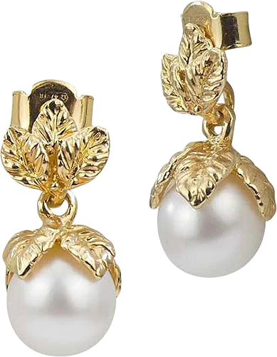 Earrings Leaf small Pearl