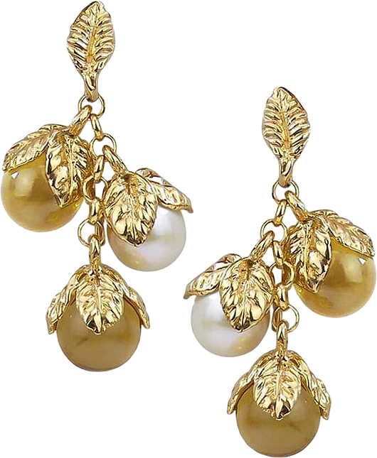 Earrings Leaf Pearls