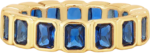 Bezel Emerald Ballier Ring - Blue Sapphire - Gold