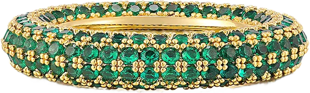 Pave Amalfi Ring - Emerald Green - Gold