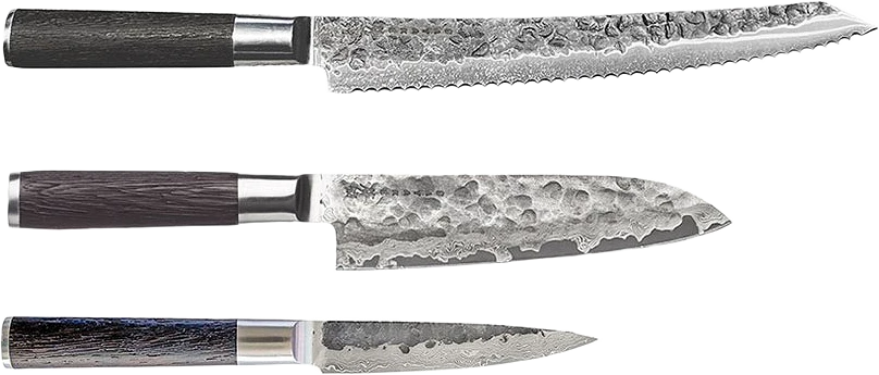 3 dels set (Brödsåg, petty 11cm, Santoku 18cm)