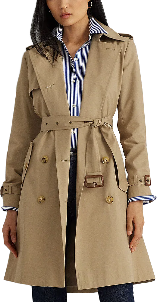 Double-Breasted Cotton-Blend Trench Coat