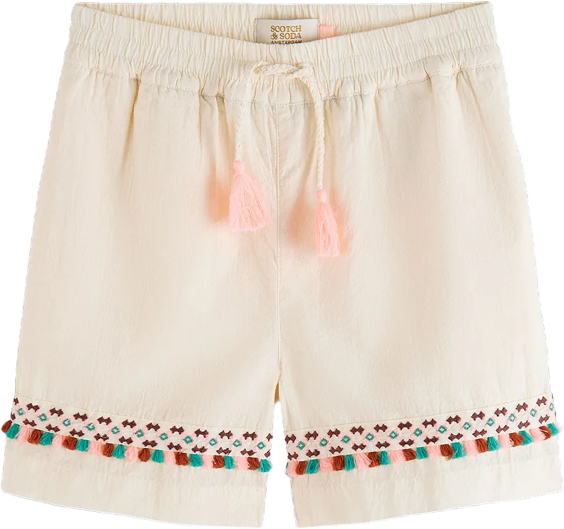 Neon pop embroidered shorts