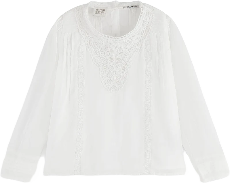 Delicate lace detail long-sleeved top