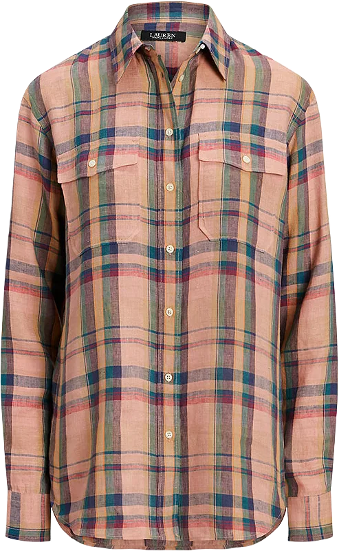 Checked Plaid Linen Shirt