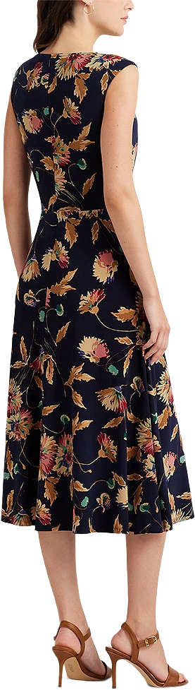 Floral Twist-Front Stretch Jersey Dress