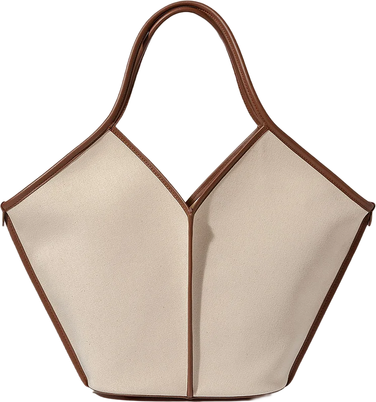 Leather-Trimmed Canvas Tote