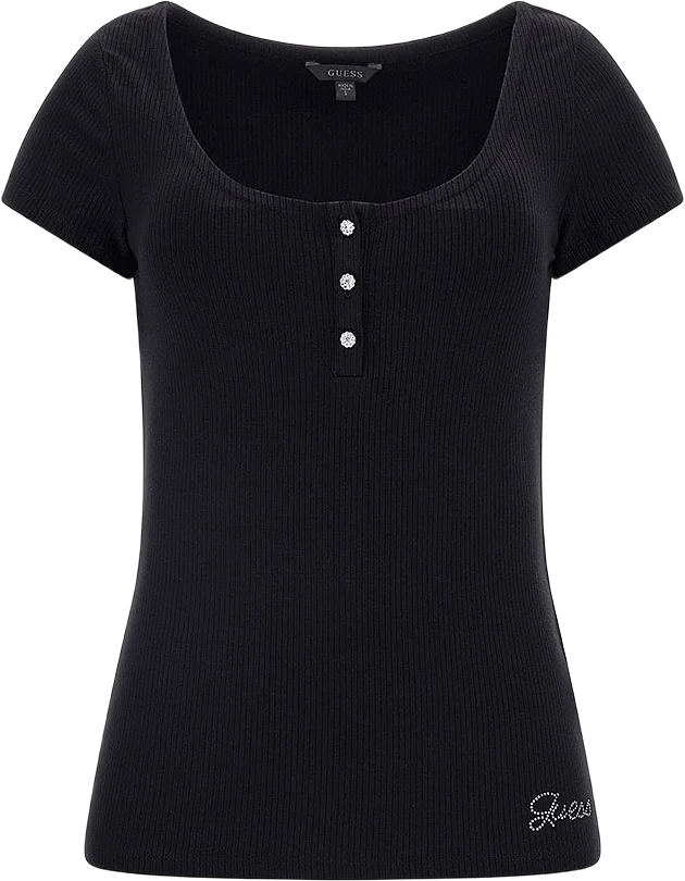 Ss Karlee Jewel Btn Henley Shirt