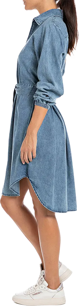 Shirt Dress in Denim with Zipper and Belt