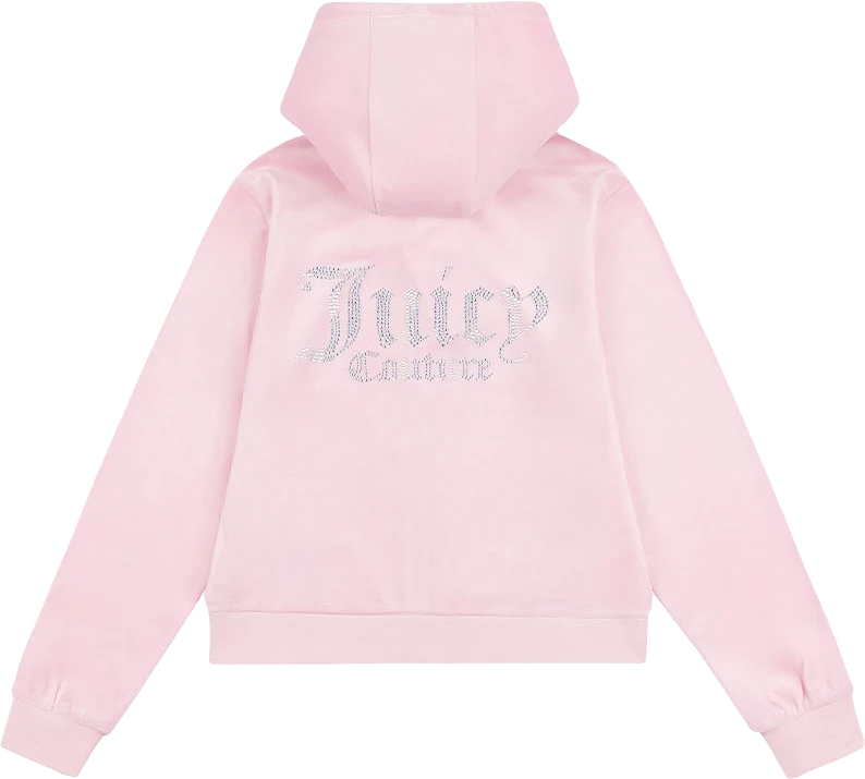 Sweater Diamante Velour Zip Thru Hoodie