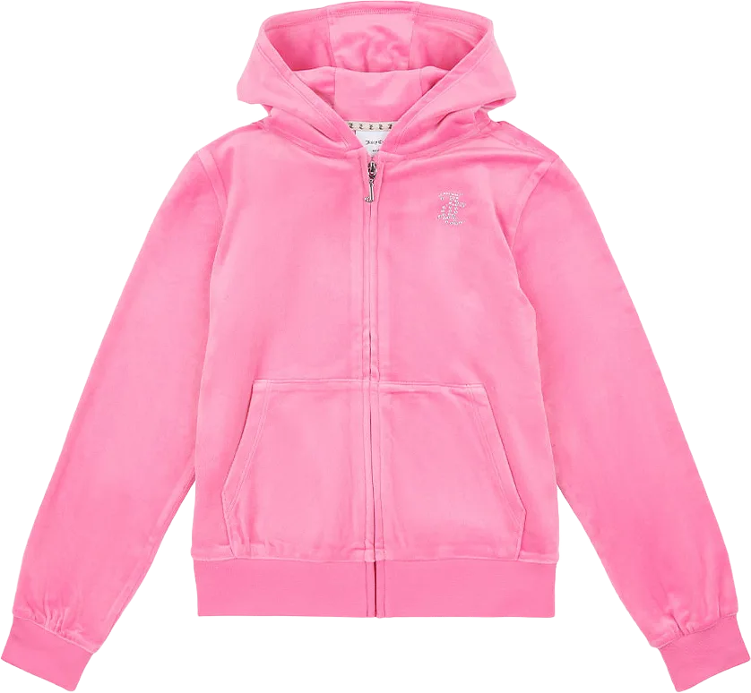 Sweater Diamante Velour Zip Thru Hoodie