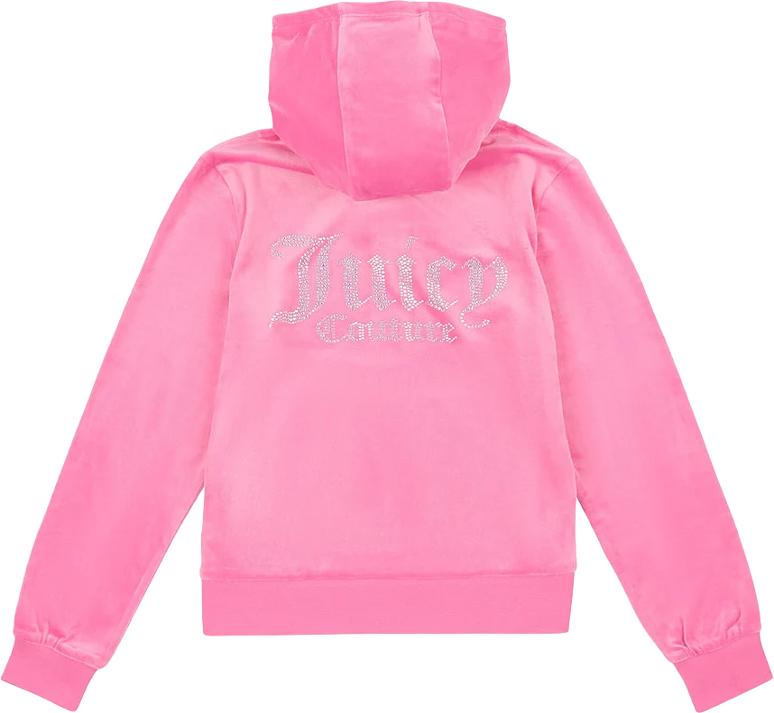 Sweater Diamante Velour Zip Thru Hoodie