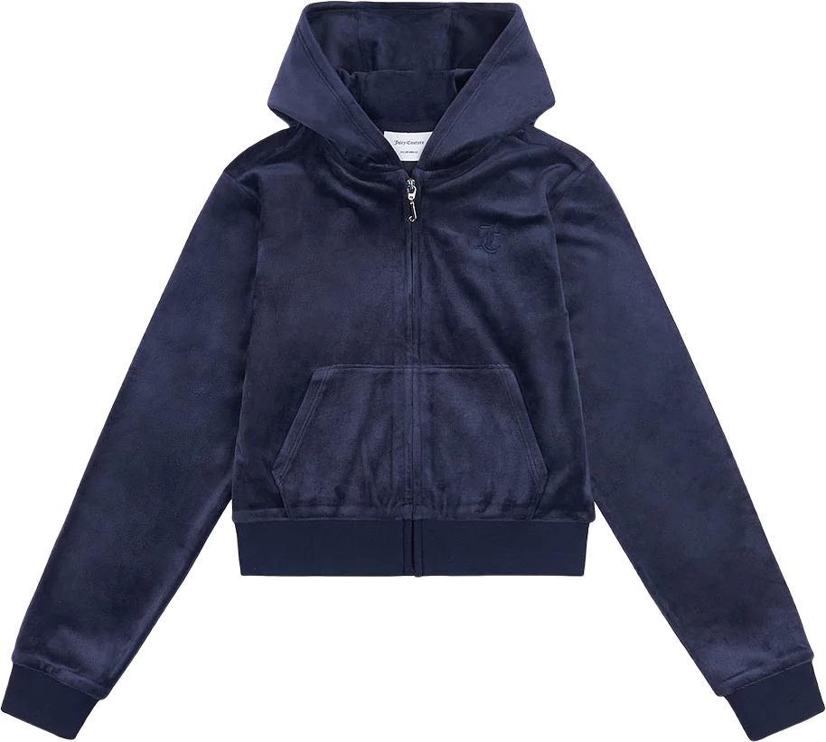 Sweater Tonal Embro Velour Zip Thru Hoodie