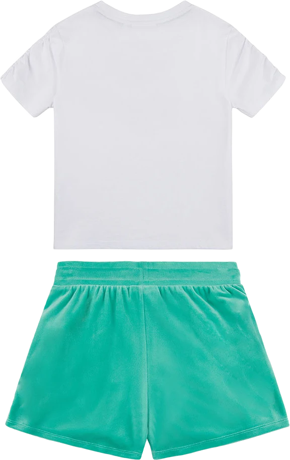 Diamante Ruched Sleeve Tee & Short Set