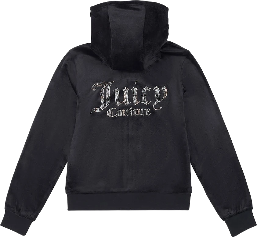 Sweater Diamante Velour Zip Thru Hoodie