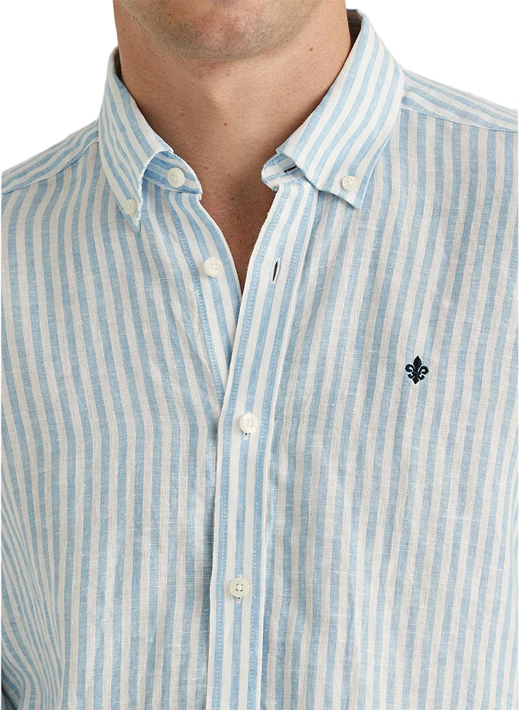 Douglas Linen Stripe Shirt-Classic Fit