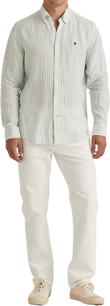 Douglas Linen Stripe Shirt-Classic Fit