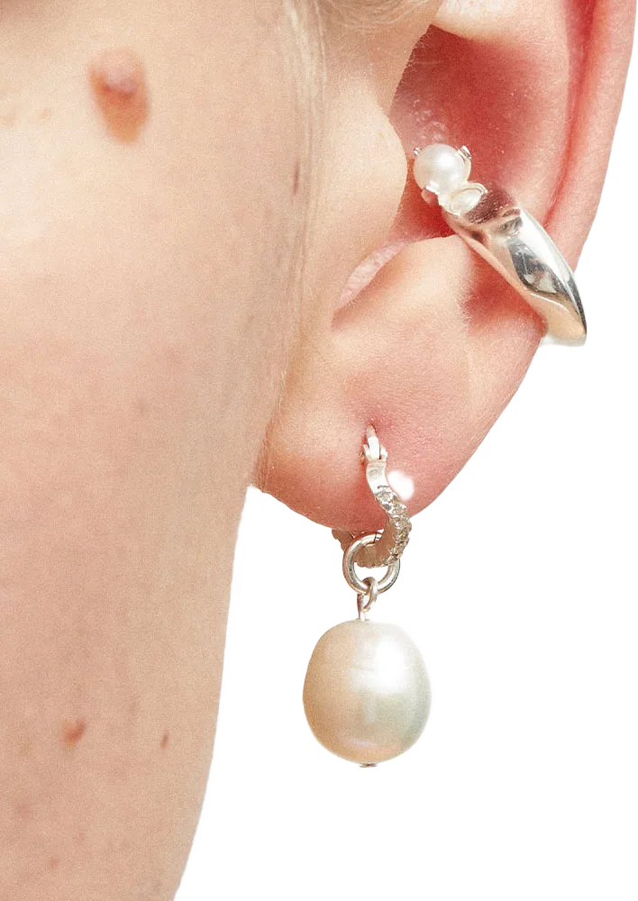 Pearled Drop Hoop Earring Mini