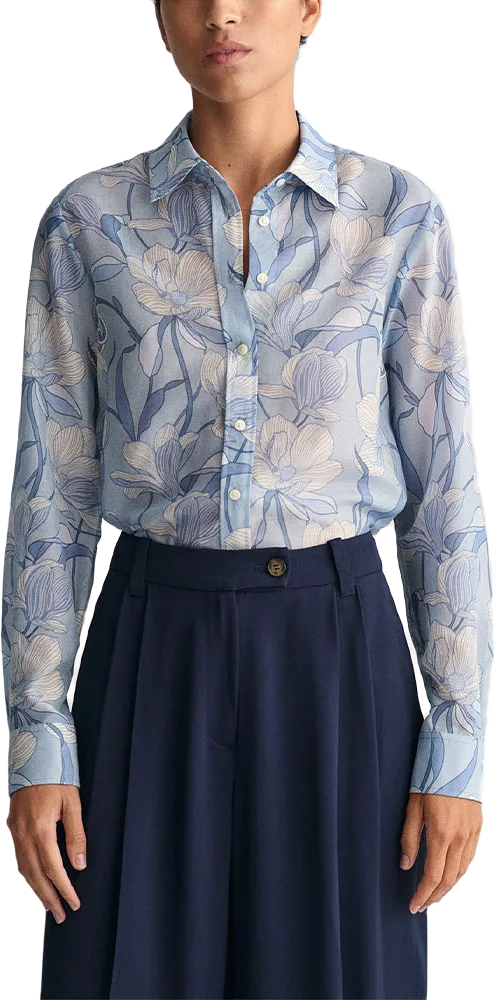 REG MAGNOLIA PRINT COT SILK SHIRT