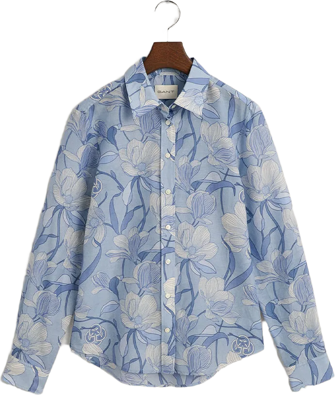 REG MAGNOLIA PRINT COT SILK SHIRT