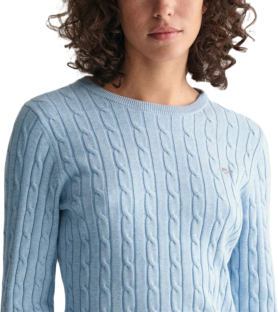 STRETCH COTTON CABLE C-NECK