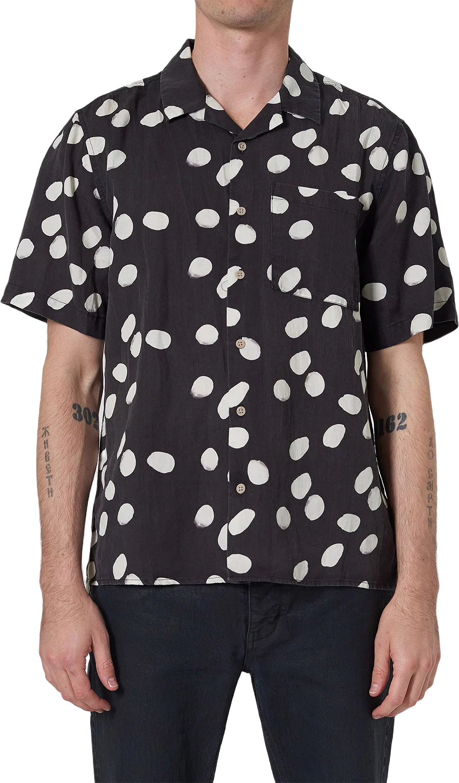 Curtis Ss Dot Black Shirt