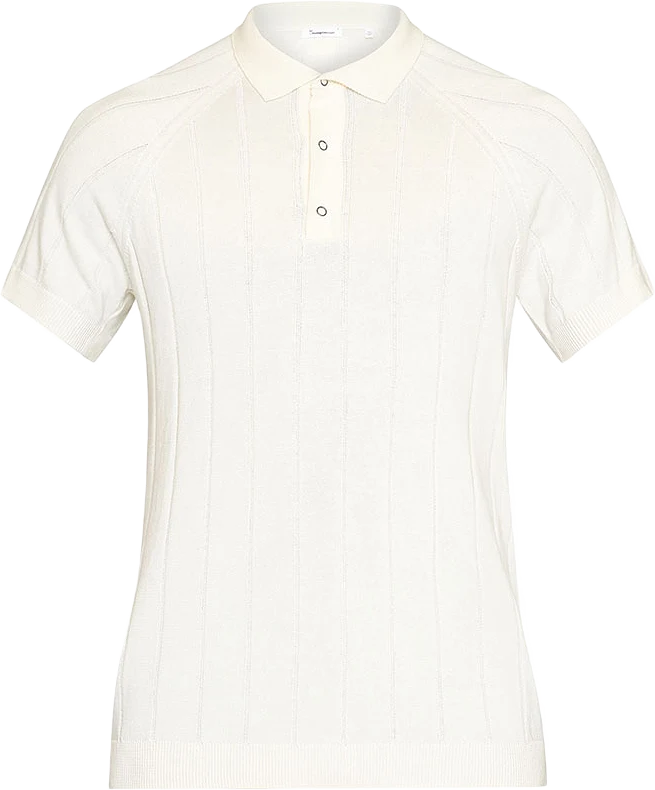 Regular short sleeved striped knitted polo