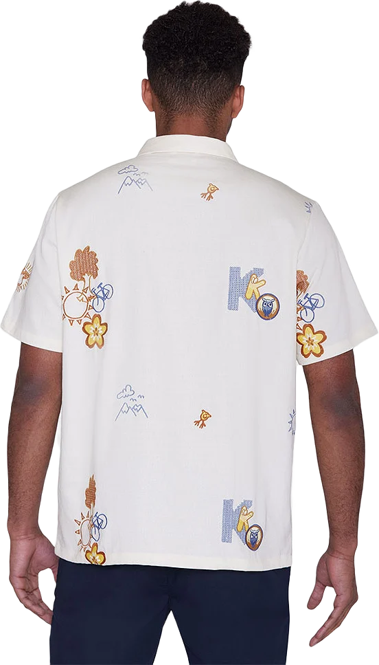 Box fit short sleeve shirt with embroidery