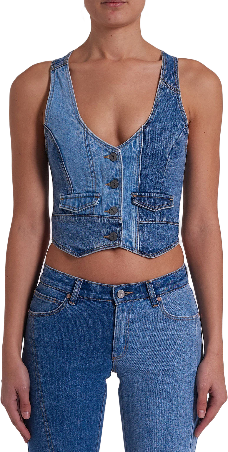 Denim Vest Patchwork Top