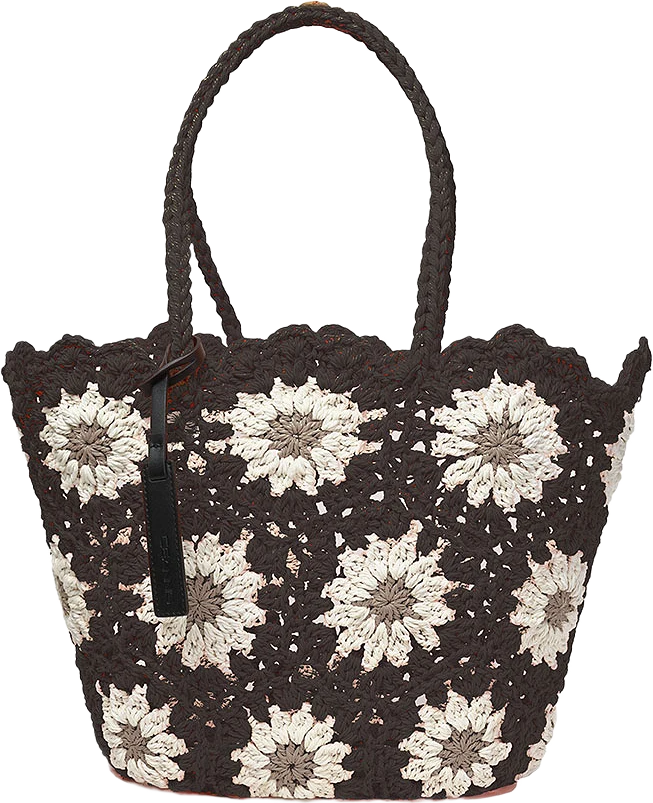 Sunflower Crochet Basket Brown