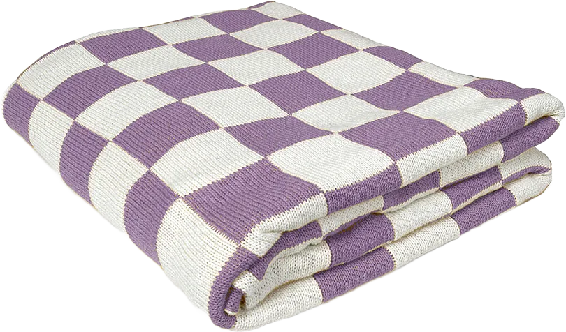 Throw 160x130 Knitted Check Lilac