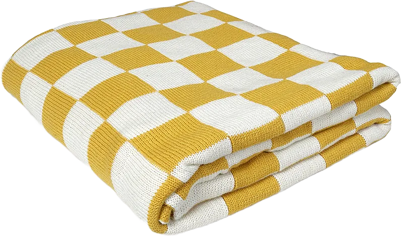 Throw 160x130 Knitted Check Yellow