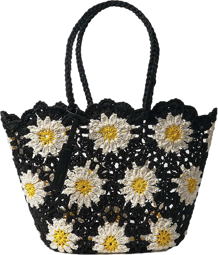 Sunflower Crochet Basket Black