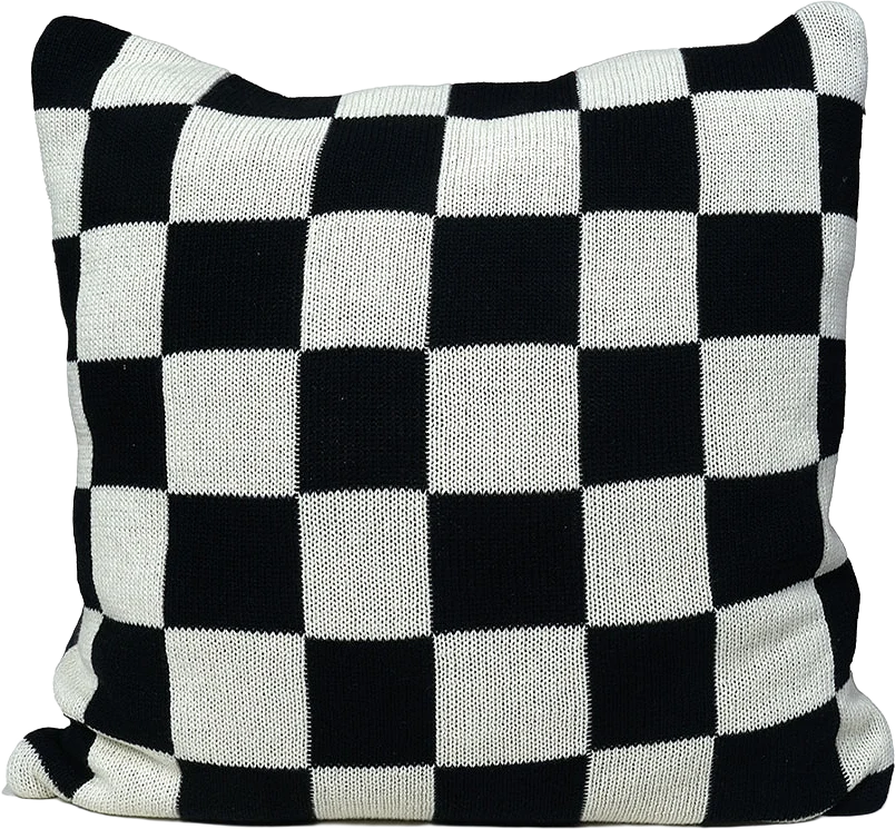 Cushion Cover 50x50 Knitted Check Black