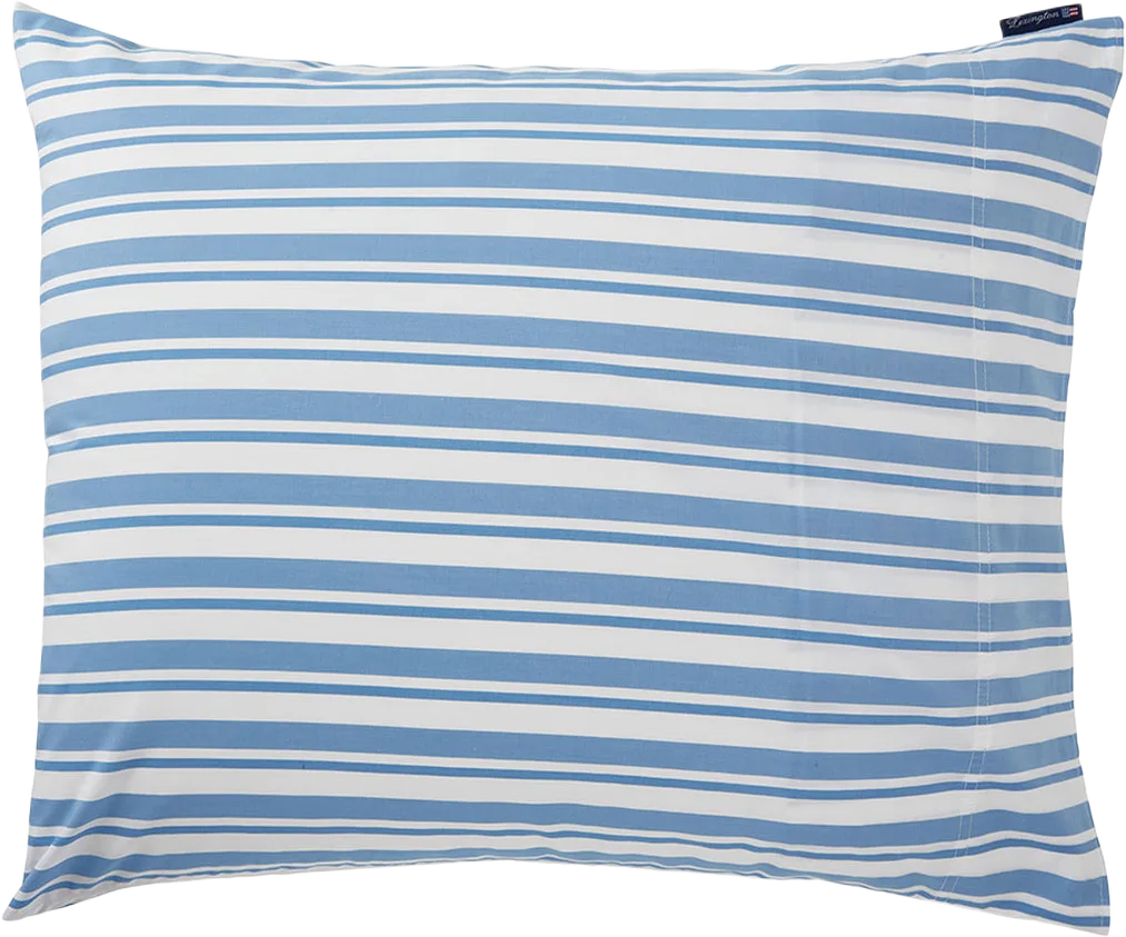 White/Blue Striped Cotton Poplin Pillowcase