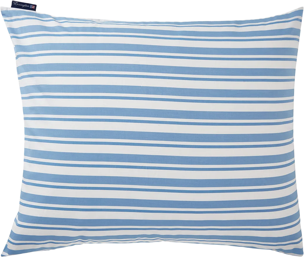 White/Blue Striped Cotton Poplin Pillowcase