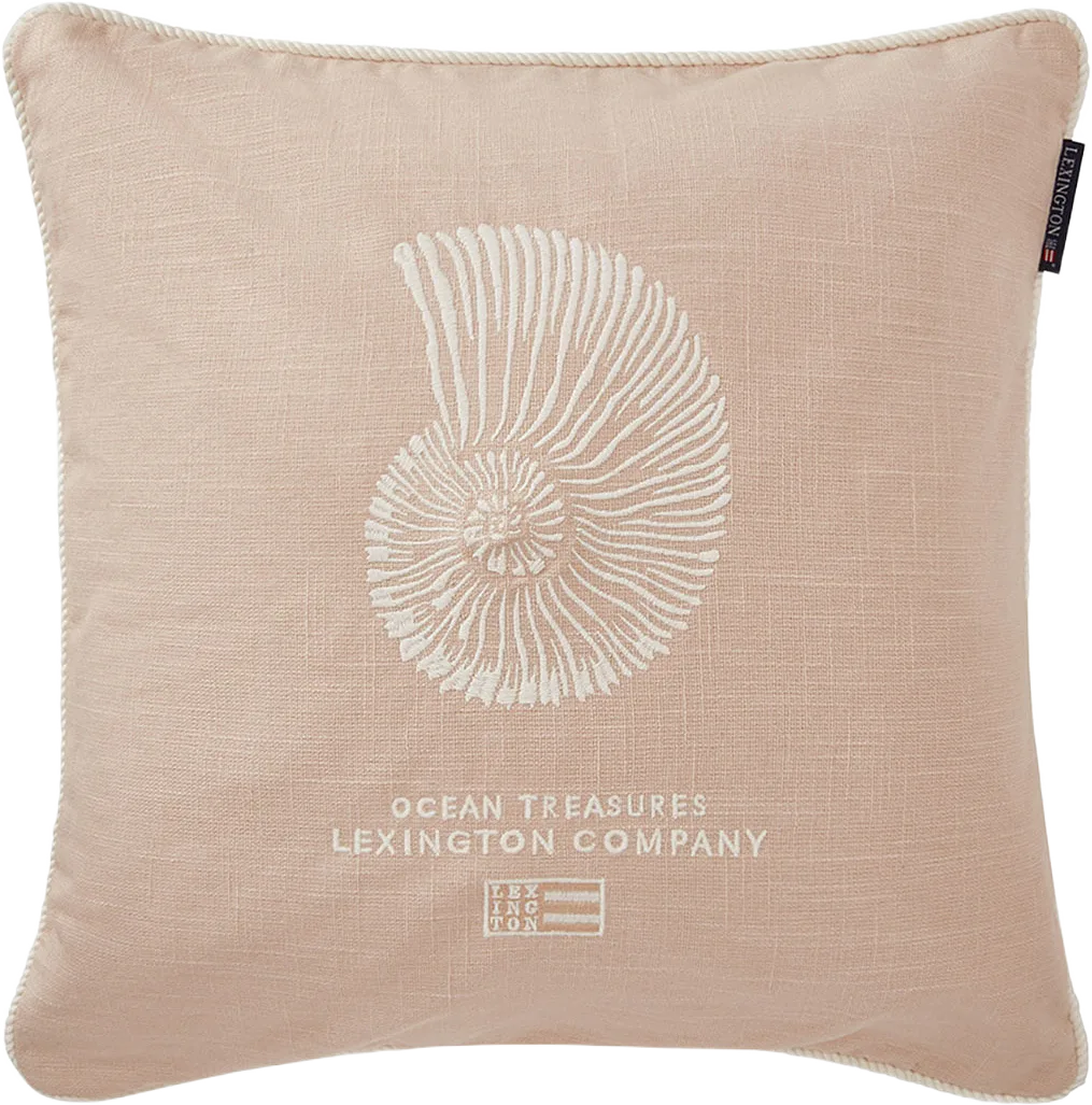 Sea Embroidered Recycled Cotton Pillow Cover